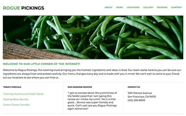 Rogue Pickings Webpage Screenshot